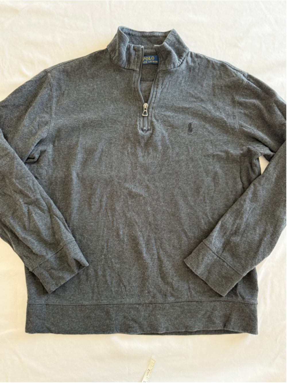 Men's Polo Ralph Lauren Herringbone 1/4 Zip Sweater Grey Size S